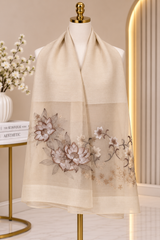 Magnolia Floral Embroidery Party Scarf