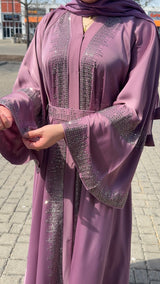 Luxury Dusky Mauve Crystal Abaya(UAE)