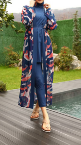 Burkini w Front Open Kimono (Midnight Blue)