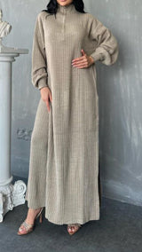 Trendy Knit Top/Pants Set (Heather Beige)
