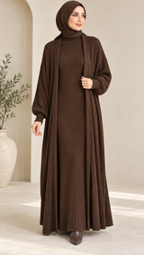 Long Shrug Knit Set-Mocha