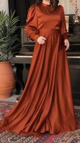 Satin Silk Dress (Chestnut)