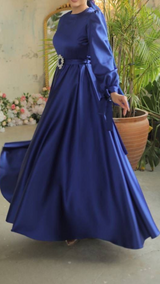 Radiance Satin Gown (Midnight Blue)