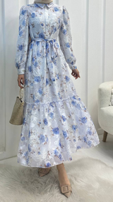 Modish Floral Chiffon Maxi (Blue)