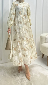 Modish Floral Chiffon Maxi (Ivory)