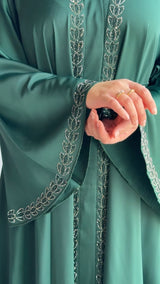 Luxury Forest Green Crystal Abaya (UAE)
