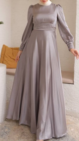 Shimmer Satin Silk Gown (Dusky Grey)