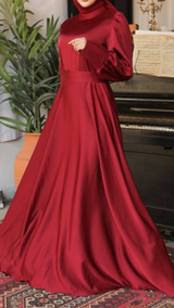 Satin Silk Dress (Crimson)