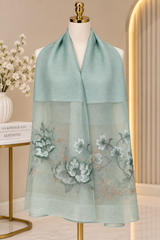 Magnolia Floral Embroidery Party Scarf