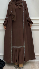 Mocha Brown Fancy Abaya Set