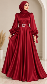 Radiance Satin Gown (Crimson)