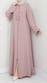 Modest Zipper Abaya /Dusty Pink