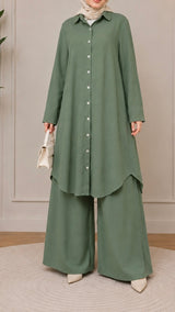 Dark Sage Flow Tunic Co-Ord Set