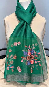 Peral-Centered Aster Embroidery Party Scarf