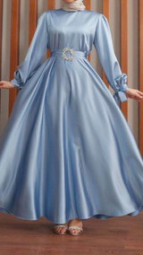 Radiance Satin Gown (Silver Blue)