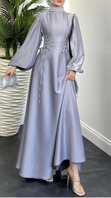 Zahra Satin Corset Dress (Silver)