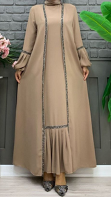 Taupe Fancy Abaya Set