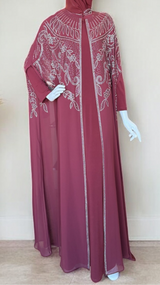 Chic Farasha Kaftan - (Burgundy)