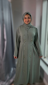 Luxe Chiffon Abaya/Sage-UAE
