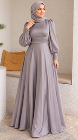 Shimmer Satin Silk Gown (Dusky Grey)