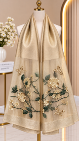 Vine Embroidery Party Scarf