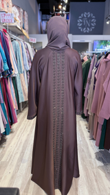 Luxury Dark Raisin Crystal Abaya (UAE)