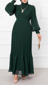 Pleated Chiffon Maxi (Emerald)