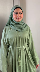 Vine Motif Sage Abaya (UAE)