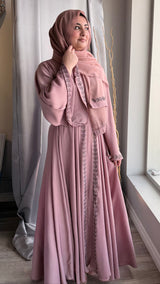 Luxury Dusky Pink Crystal Abaya (UAE)