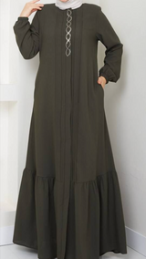 Maxi Zipper Abaya (Olive)
