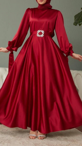 Radiance Satin Gown (Crimson)