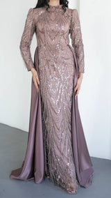 Rania- Mauve Taupe Party Gown