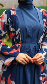 Burkini w Front Open Kimono (Midnight Blue)