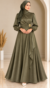 Olive Luxe Satin Dress