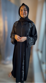 Silver Vine Black Abaya-UAE