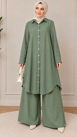 Dark Sage Flow Tunic Co-Ord Set