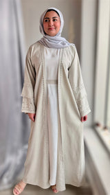 Sage Mist Linen Abaya Set-UAE