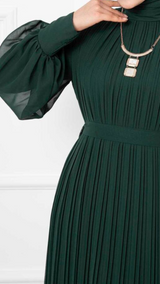 Pleated Chiffon Maxi (Emerald)