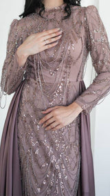 Rania- Mauve Taupe Party Gown