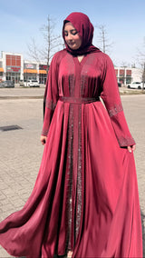 Luxury Crimson Crystal Abaya (UAE)