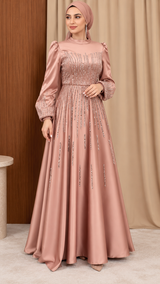 Afsheen Champagne Satin Gown