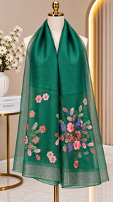 Pearl-Centered Aster Embroidery Party Scarf