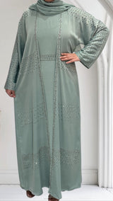Chic Aquamarine Abaya Set (UAE)