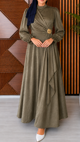Olive Luxe Satin Dress