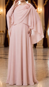 Blush Elegance Cape Gown