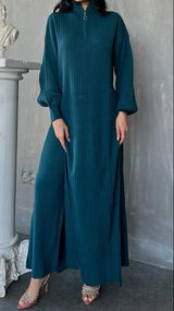 Trendy Knit Top/Pants Set (Emerald)