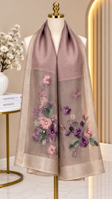 Pearl-Centered Aster Embroidery Party Scarf
