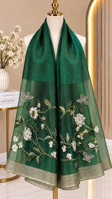 Vine Embroidery Party Scarf