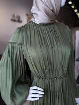Habiba / Shimmer Silk Dress Olive