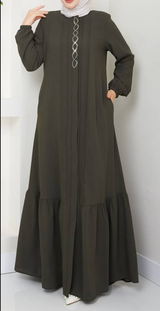 Maxi Zipper Abaya (Olive)